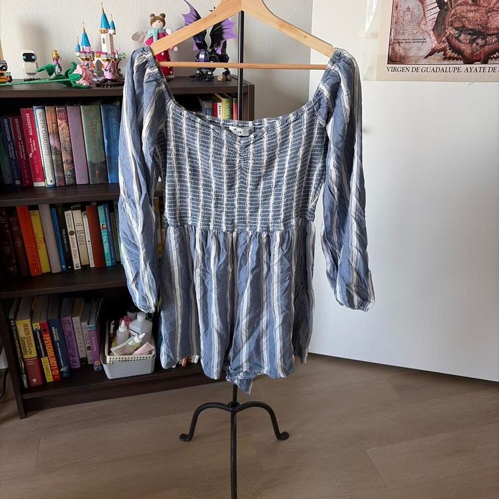 Hollister Blue Striped Smocked Mini Dress Size XL